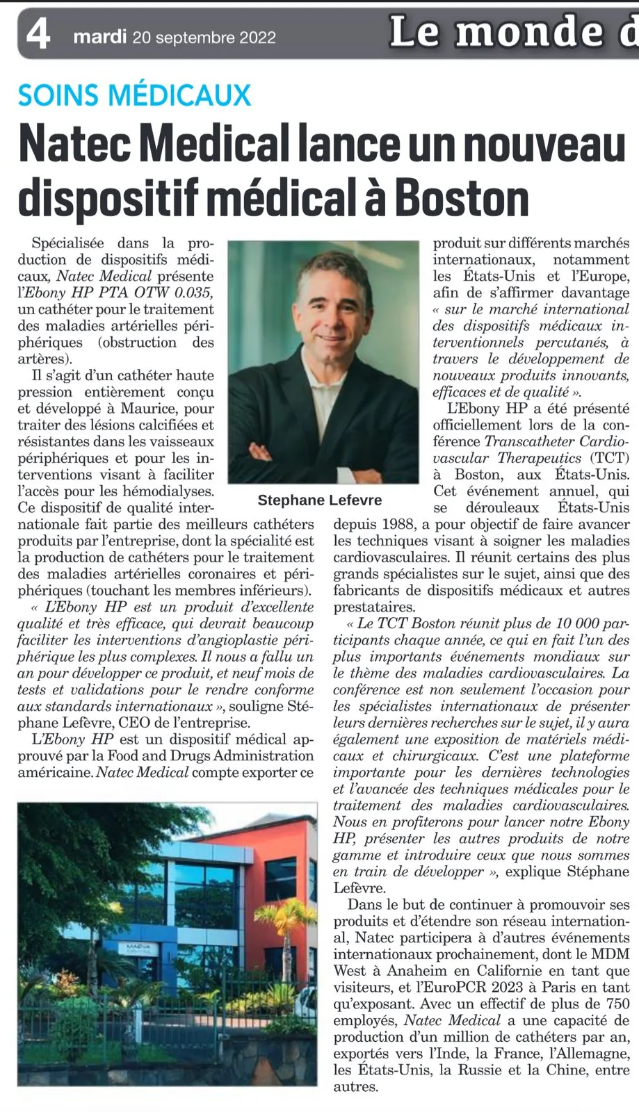 Le Mauricien – Natec Medical